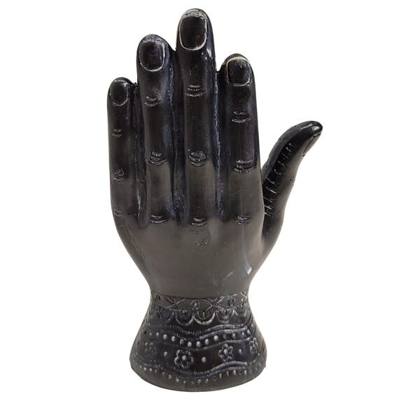Evil Eye Hamsa Hand Fatima God Palmistry Decorative Statue Halloween Decor Black - Picture 2 of 3